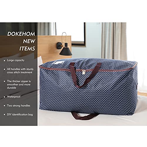 DOKEHOM 105L Large Underbed Clothes Storage Bag with Zip, Moisture Proof (Blue)
