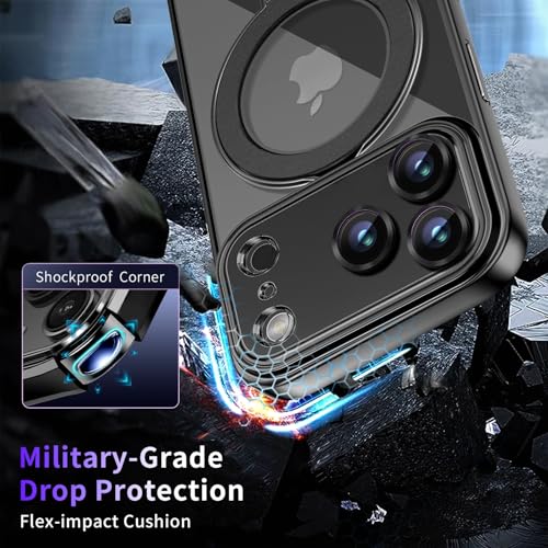 Image of Magnetic for iPhone 17 Pro Case with Invisible Stand[Compatible with MagSafe][Full Camera Lens Protector][Military Drop Protection] Shockproof Not Yellowing Clear Slim Soft for Women Men
