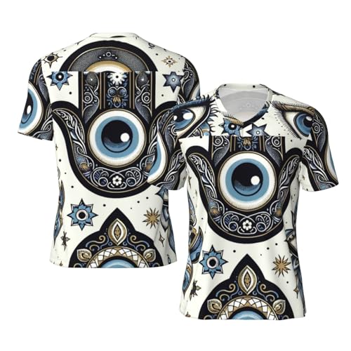 Stylish Athletic Sports Jersey Magical-Evil-Eye-Golden Men's Rugby Jersey Large