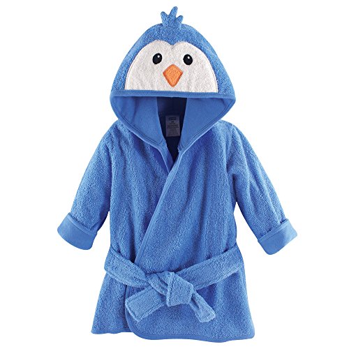 Image of Luvable Friends Unisex Baby Cotton Animal Face Bathrobe, Boy Penguin, One Size