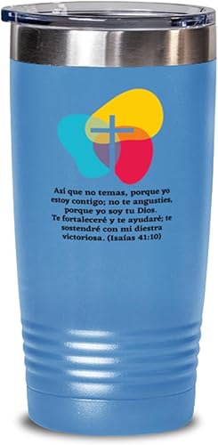 Regalos religiosos para mujer o hombre taza de café para bautizo, primera comunión, confirmación o matrimonio - Vaso de Vino color azul 20oz