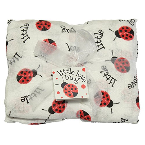Imagine Baby Products Little Love Bug Bamboo Swaddle Blanket | Premium Muslin-Weaved Bamboo Blanket | Luxuriously Soft Fabric with A Light Stretch for A More Secure Swaddle | Muslin Security Blanket