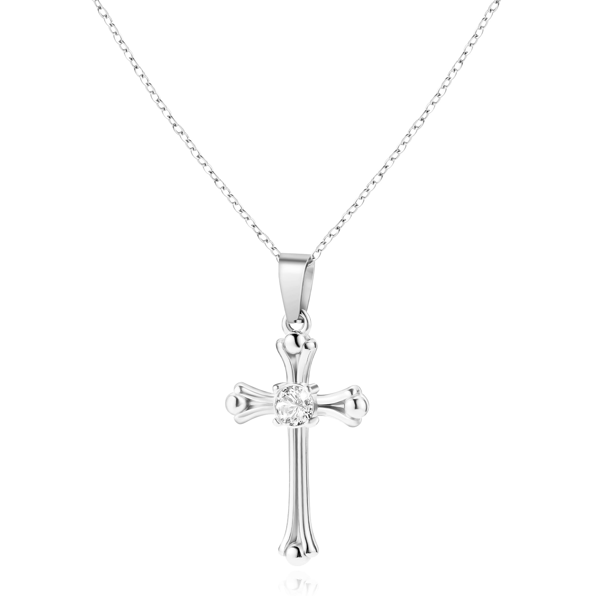 Bistfy Collana da Donna 18K Placcata in Oro con Zircone Ciondolo di Croce, 100% Impermeabile e Delicato Sulla Pelle, Doratura in Forno ad Alta Temperatura Senza Perdita di Colore