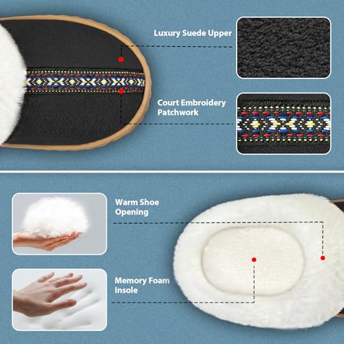 CROVA Slippers For Women Indoor and Outdoor Fuzzy House Slippers Memory Foam Warm for Home Womans Size4