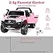 Costzon 2-Seater Ride on Car, 4WD 2x12V Licensed Toyota Hilux Battery Powered Truck w/Remote Control, Storage, Spring Suspension, MP3/USB/TF, Light, 3 Speeds, Music, Electric Car for Kids (Pink)