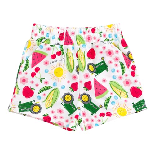 Image of John Deere Floral Horse Girls T-Shirt and French Terry Shorts Outfit Set Toddler to Big Kid Sizes (2T - 10-12)