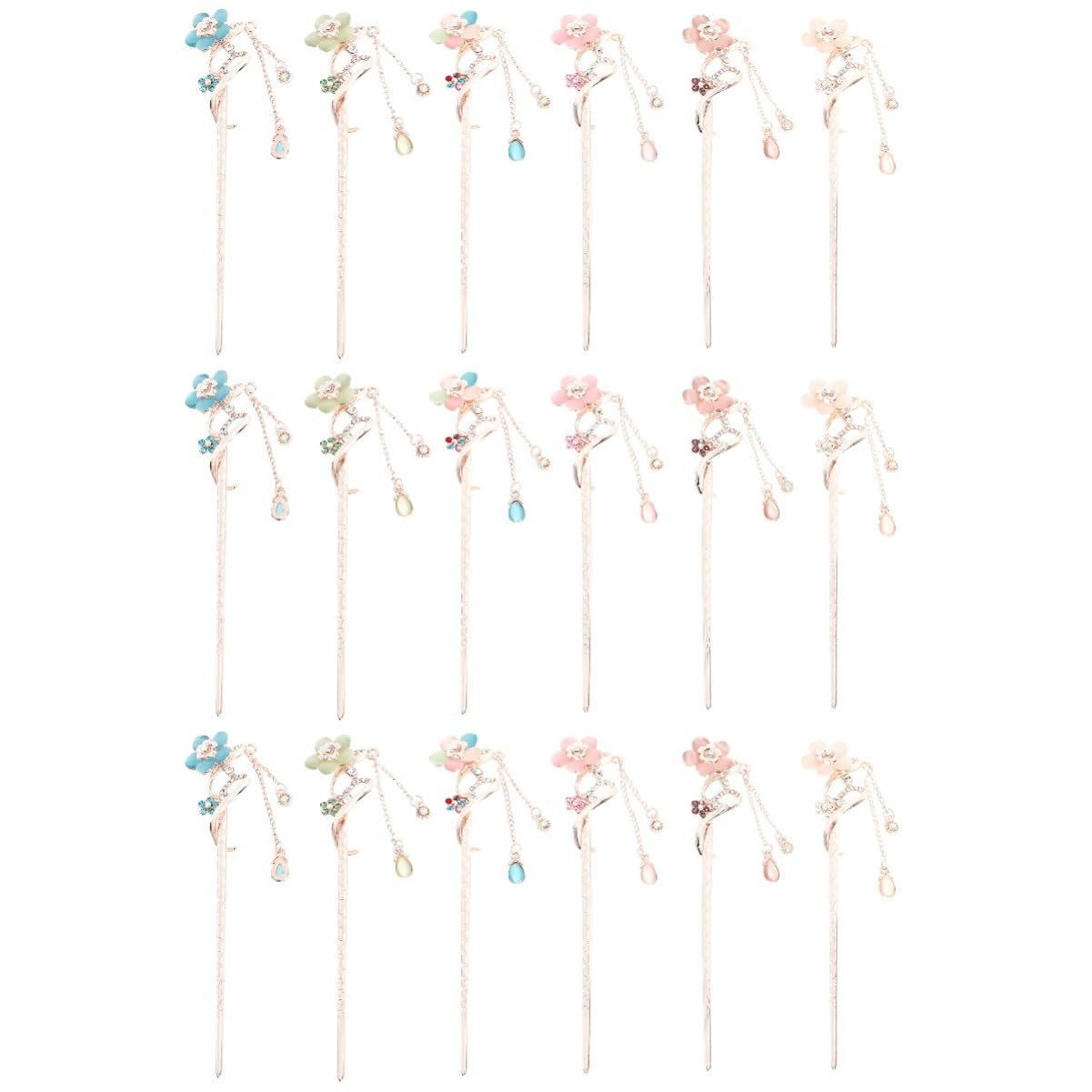FRCOLOR 18 Piezas horquilla flor pequeña presentes originales hair clips pasador de pelo de estilo chino palillo de pelo de las mujeres decoración palitos palo de pelo de estilo chino ropa