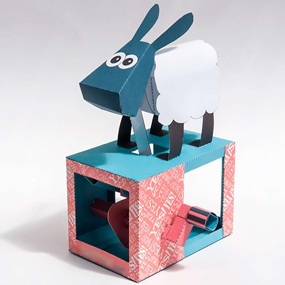 Yes/No Sheep Paper Animation Kit, Rob Ives DIY Papercraft Sheep Model with Head Nodding Motion, STEM Craft Kit - Image 2