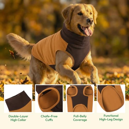 KONVINIT Hundepullover Fleece für Mittelgroße & Große Hunde (M-5XL) Ohne Ärmel mit Stehkragen Weich & Warm