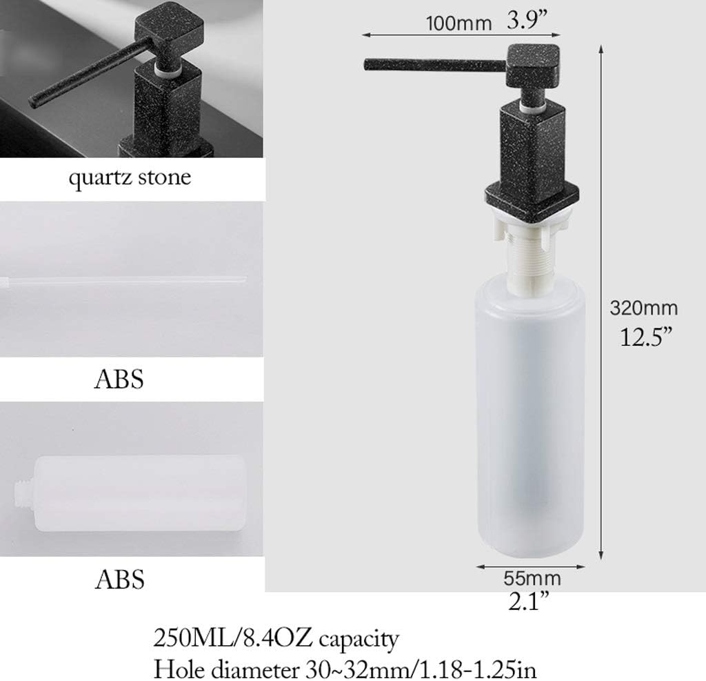 Dispenser Pump Kitchen Sink Soap Dispenser Brass Countertop Liquid Dish Lotion Dispenser Pump 250ML/8.4OZ Soap Bottle Built in Hand Sink Pump Lotion Dispenser