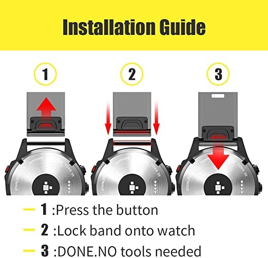 Fenix 7X / Fenix 6X / Fenix 5X Watch Band,Quick Fit 26mm Stainless Steel Metal Replacement Wristband Strap for Garmin Fenix 5X Plus,Fenix 3/3 HR,Tactix Bravo/Charlie (BLACK)