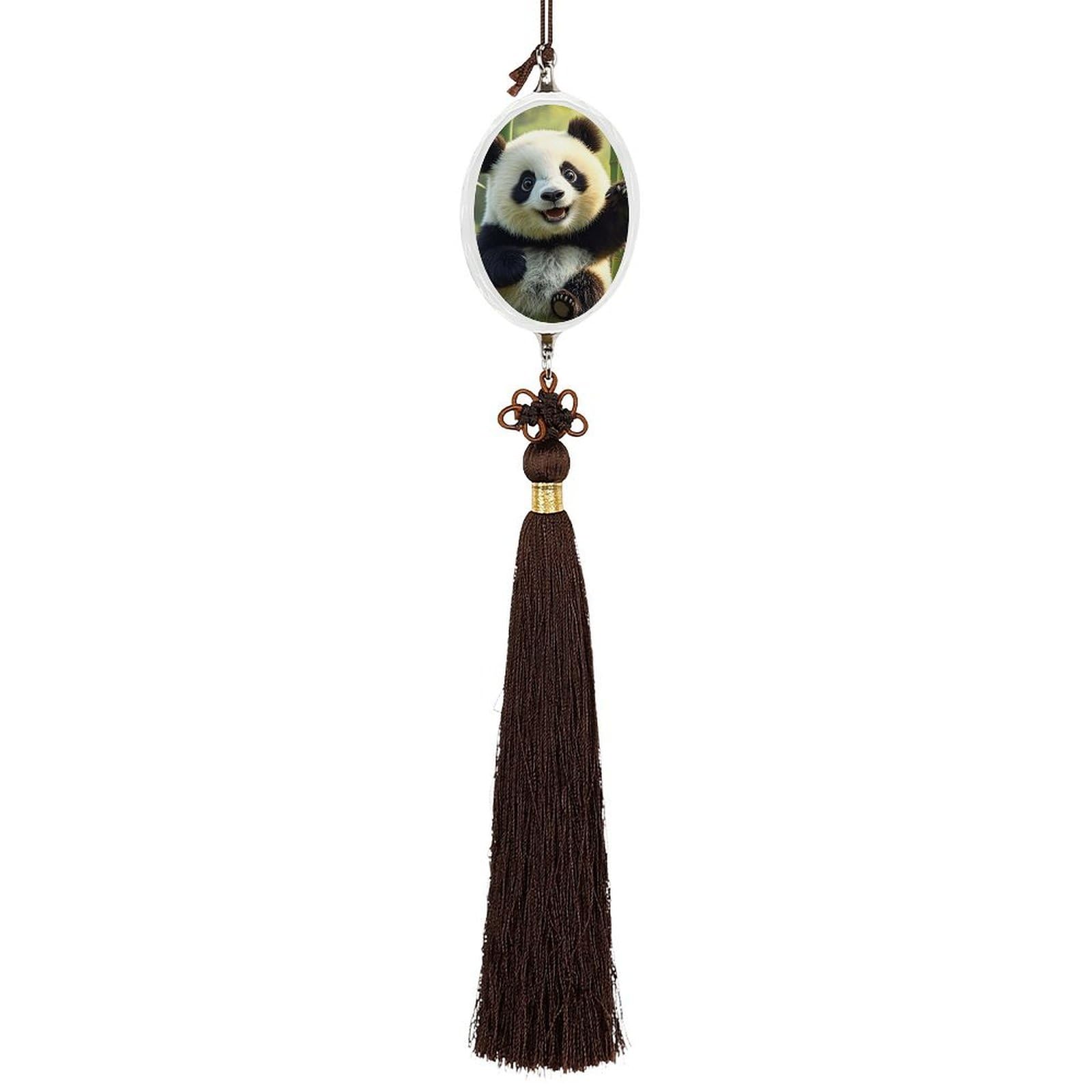 Crystal Auto Pendant Charms Ellipse Crystal Car Rear View Mirror Charms Funny Panda Auto Hanging Interior Ornament Pendant Car Interior Accessories for Women Men CarCharms Decor