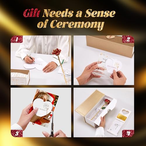 Image of Mikasol Gold Dipped Real 24K Forever Preserved Rose, 1 Pack Infinity Flower Decor Hand Dipped Romantic Gift for Women in Her Wife Girlfriend Birthday Anniversary Valentines Mothers Day Christmas(Red)