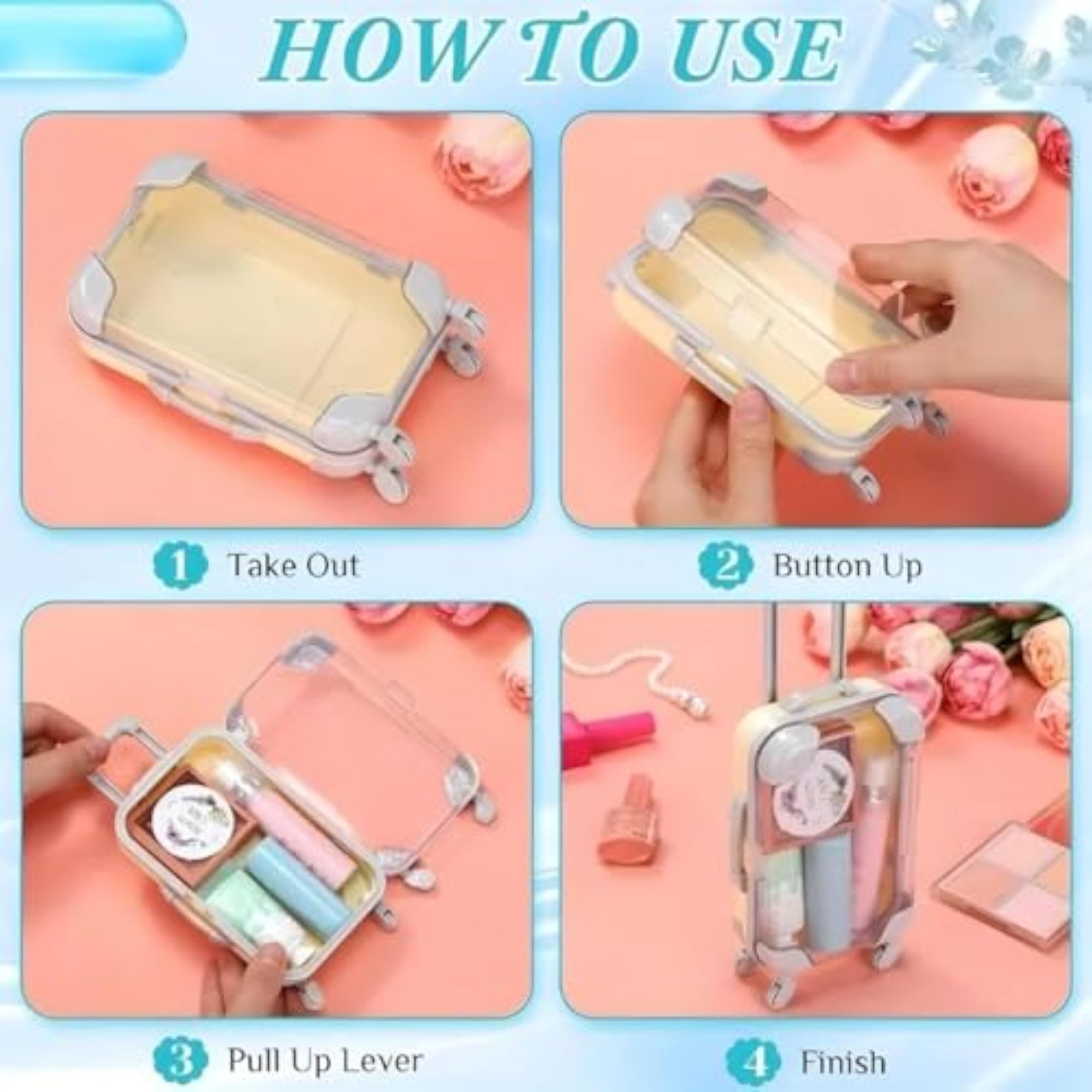 Cute Mini Trolley Suitcase for Eyelashes Storage, Makeup Organizer