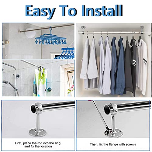 2 Pezzi Staffa Per Montaggio a Soffitto, Bastone Per Tende Inox Supporto, Con Viti, Diametro 22 Mm, Staffa Per Tubo Per Guardaroba, Tubo Per Tenda Per Armadio (Argento) - Image 5