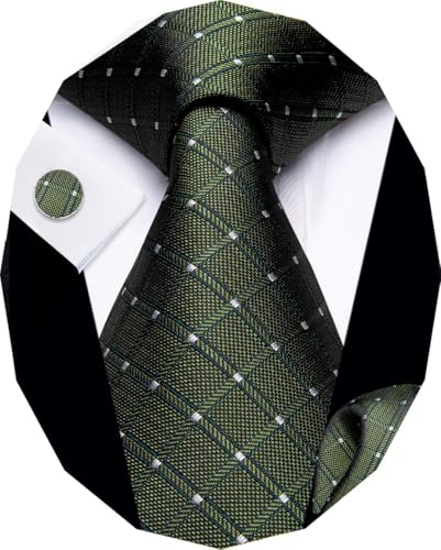 Image of YourTies Striped Ties for Men Classic Woven Silk Necktie with Handkerchief Cufflinks Set Formal Business Party Wedding