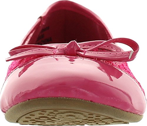 Jelly Beans Poss Kid's Big Girl Fashion Mesh Bow Ballet Flat Shoes,Fuchsia,23