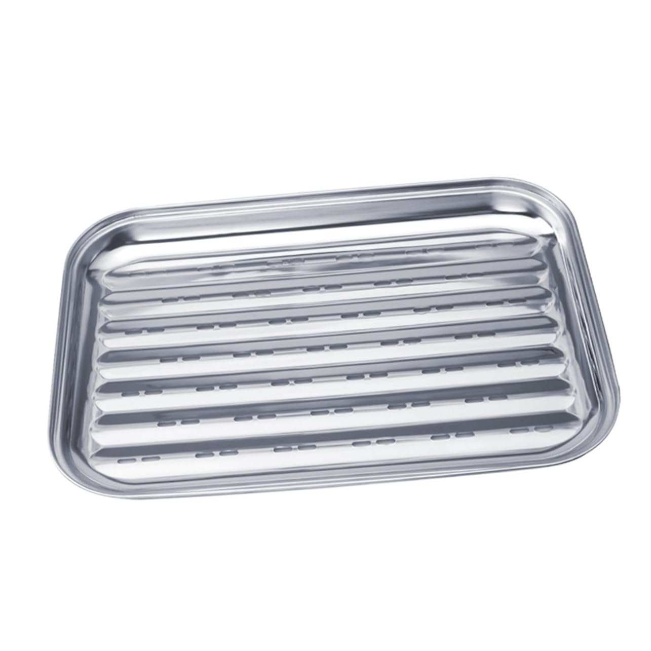 FONDOTIN Stainless Steel Barbecue Plate Compact Grill Pan for Household Grilling Multi Use Snack Tray with Textured Surface for for Meats Vegetables and Sharing