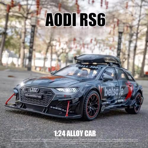 Image of Audi RS6 Militery Supercar 1:24 Diecast Scale Model Metal Pull Back Toy car for Kids with Openable Doors & Light, Music Toy Vehicle for Kids
