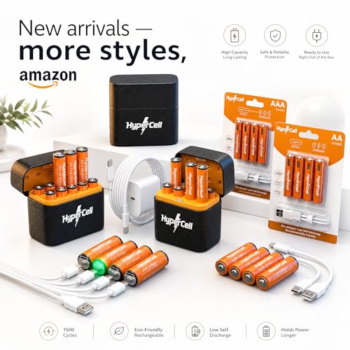 Image of Hypercell AA Rechargeable Batteries | 1.5V High Capacity 𝕃𝕚𝕥𝕙𝕚𝕦𝕞 3000 mWh | Dual Fast Charge (USB‑C Direct + Wireless Charge),1500+ Cycles| 15‑Year Lifespan| OEM 3 Years Warranty| Made in U.S