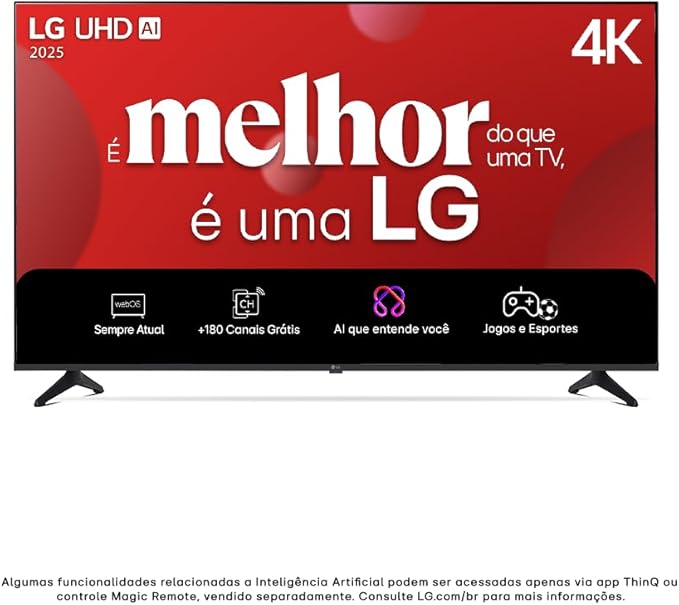 Smart TV 4K 43″ LG UHD 43UA75 Processador α7 AI Ger8 4K Super Upscaling Google Cast Alexa Integrado Controle Remoto Padrão WebOS 25 Smart TV 4K 43″ LG UHD 43UA75 Processador α7 AI Ger8 4K Super Upscaling Google Cast Alexa Integrado Controle Remoto Padrão WebOS 25