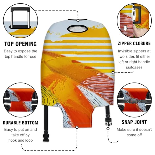Travel Luggage Cover Suitcase Protector Scratch-Resistant Fit Not Included Suitcase Yellow Red And White Abstract Painting S-19-21in3