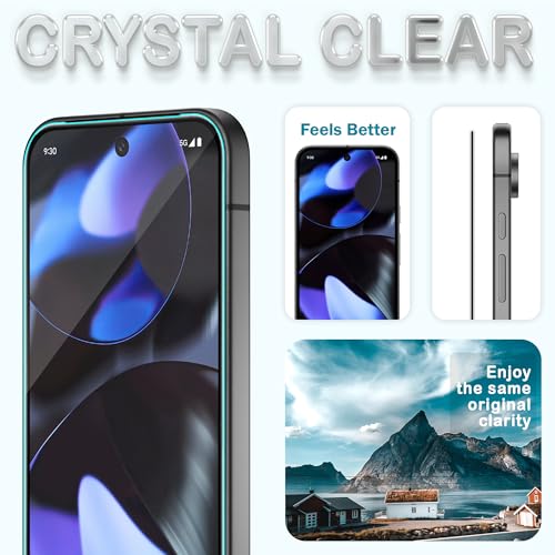 Image of FIRST MART Tempered Glass for Google Pixel 9 & Pixel 9 Pro, 9H Full-Glue Screen Protector, 3D Edge-to-Edge, HD Clear, Oleophobic, Case-Friendly, Black, Pack of 1