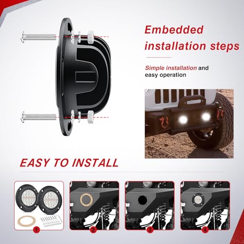 Image of Nilight Flush Mount LED Light Pods 5Inch 36W Amber White 3 Lighting Modes | 2PCS Fog Lights Spot Flood Beam with Dual Control 18AWG Wiring Harness for Truck Pickup Golf Cart UTV ATV SUV Boat 4x4 Car