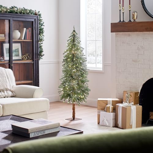National-Tree-Company-lit-Artificial-Christmas-Tree-Includes-Pre-strung-White-Lights-and-Stand-Hickory-Cedar-Slim-5-ft National Tree Company lit Artificial Christmas Tree Includes Pre strung White Lights and Stand Hickory Cedar Slim 5 ft