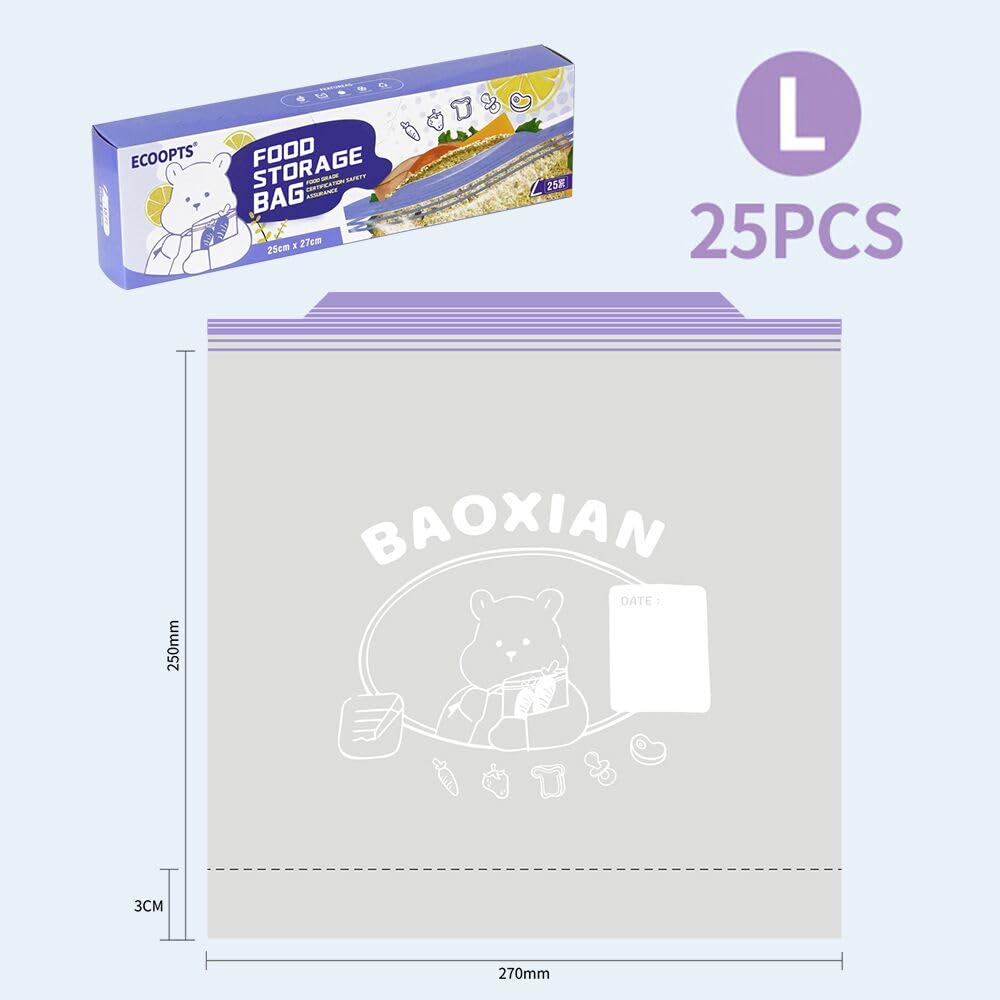 Grote diepvrieszakken - 40 stuks hersluitbare zakken voor soep, fruit, groenten, snacks - herbruikbare luchtdichte afdichting - BPA-vrij plastic - 2 gallon