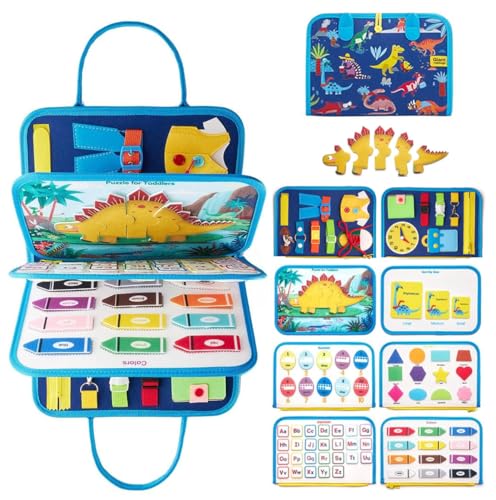 510cqay7j9l - Busy Board Sensory Toys for Toddlers 1 2 3 4, Toddler Travel Activities Educational Toys, Montessori Toys for 2 3 4 Year Old Boys Girls Gift, Dinosaur