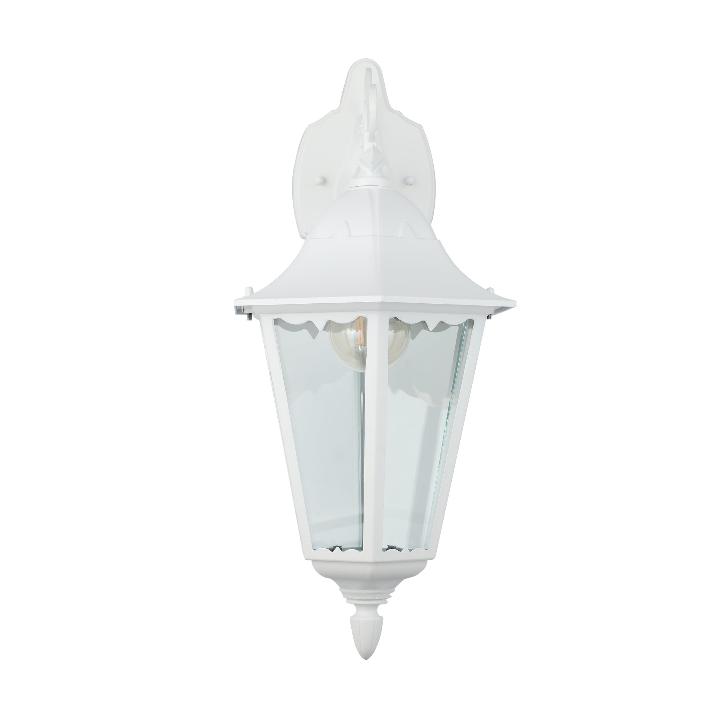 Eglo Lampada da parete esterna Navedo, lampada da esterno a 1 | fiamma, applique in alluminio pressofuso e vetro, colore bianco, portalampada E27, IP44