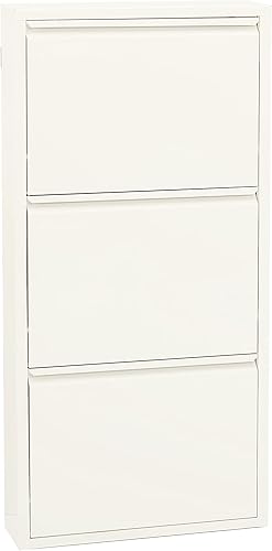 Alveon Zapatero con cajón abatible, organizador de almacenamiento, zapatero independiente, montado en la pared, sin montaje (rojo, 3 cajones)