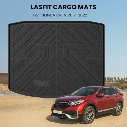 Image of LASFIT Cargo Mat for Honda CR-V 2017-2022 (Only Gasoline) | Custom Fit Trunk Mat, All Weather TPE, Kid & Pet Friendly, Easy Clean for Family Use (Tray in Lower Position)