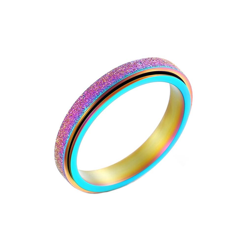 PAURO Women's Men's 2mm/4mm/6mm/8mm Sandblast Finish Lucky Worry Ring Band