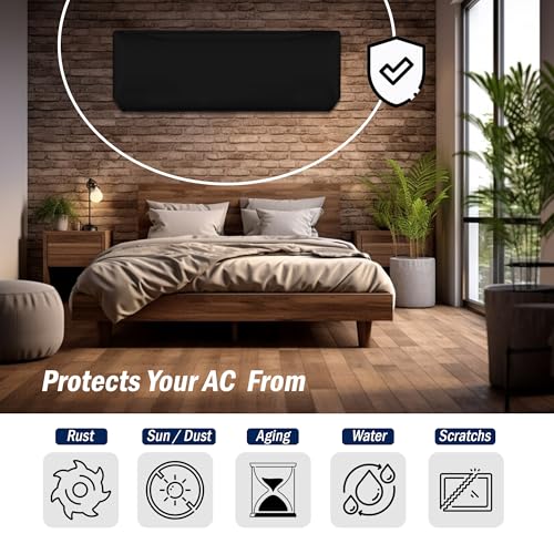 Image of Solid Split AC Cover for 1.5 Ton Indoor - Dustproof & Water Resistant Protection (Black)
