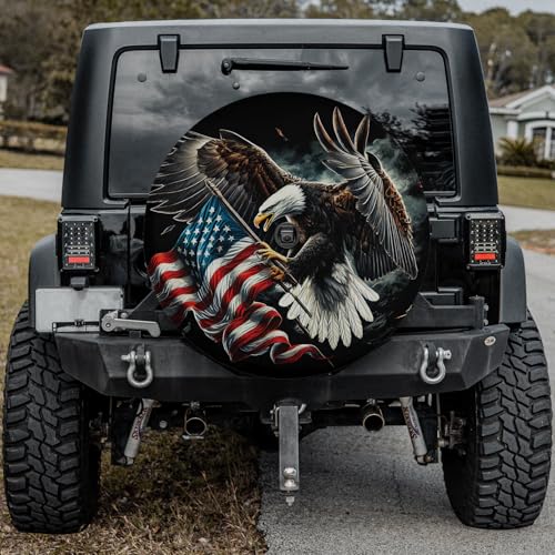 Camelliaa Eagle Patriotic Spare Tire Cover, Cars Tire Cover, With/Without Camera Hole