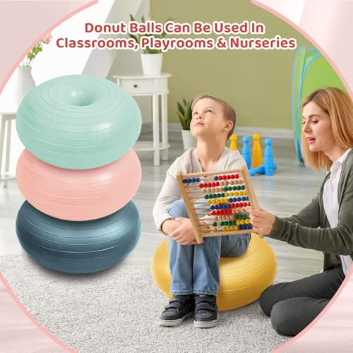Image of Lewtemi 4 Pcs Flexible Seating for Classroom Elementary, 20'' Yoga Inflatable Ball Chair for Kids, Wobble Chair Donut Ball Chairs with Inflator for Student Sensory Balance Exercise (Hippie Color)