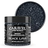 Hawaiian Style Black Lava Sea Salt - All-Natural Unrefined Hawaiian Sea Salt Infused with Activated Charcoal - Gorgeous Finishing Salt - No Gluten, No MSG, Non-GMO - 4 oz Jar - Caravel Gourmet