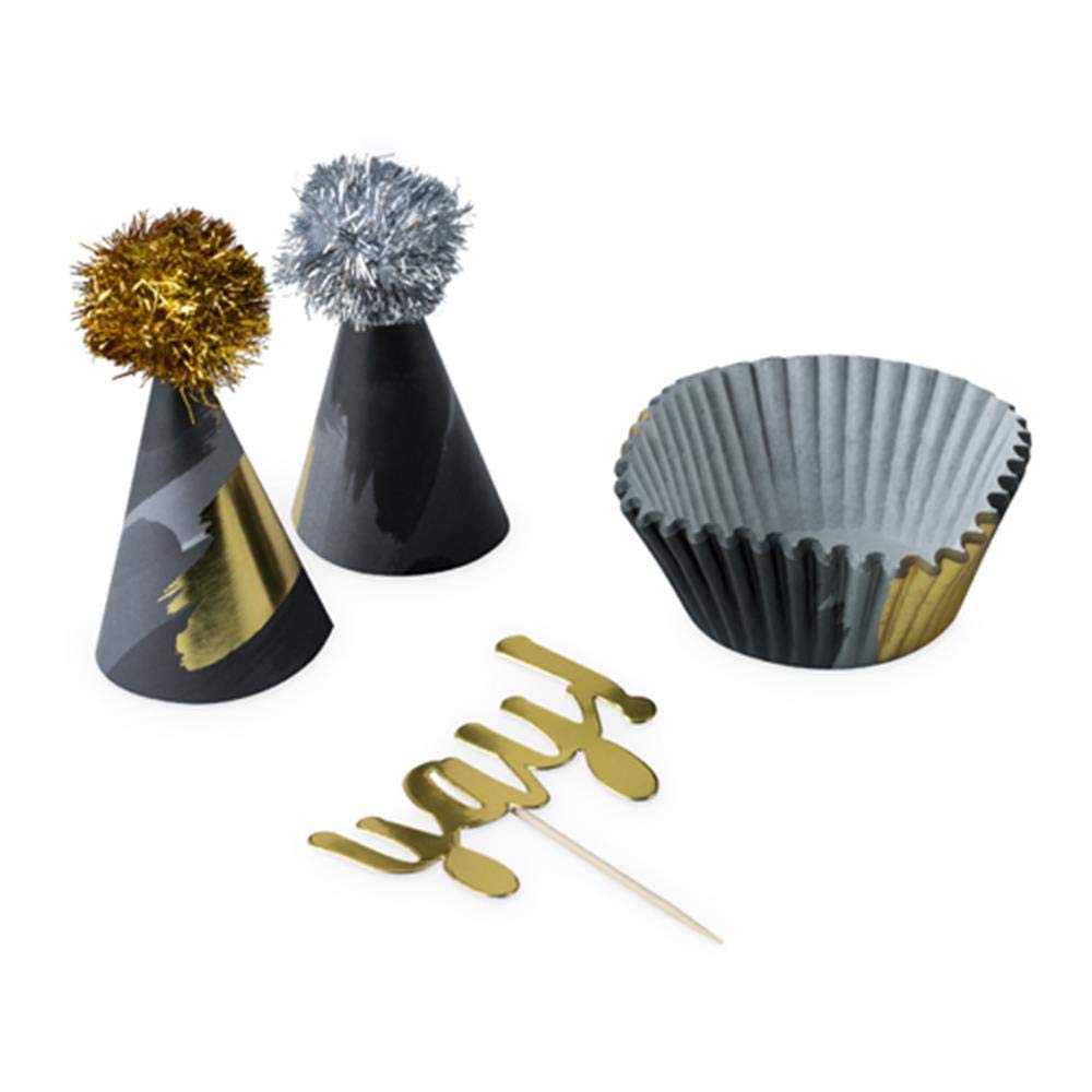 True Fabrication Brushstroke Noir Cupcake Kit, Multicolor