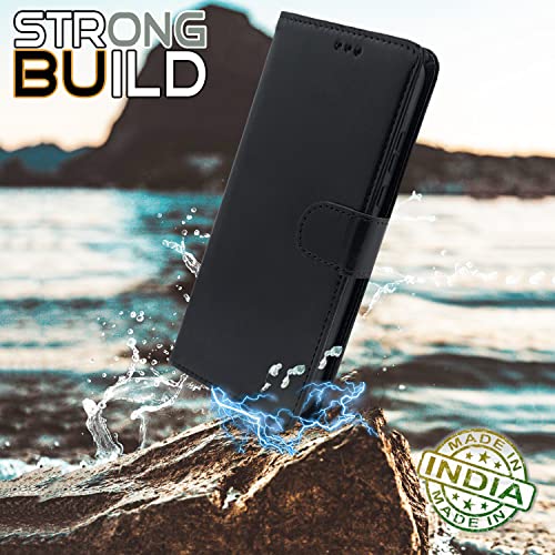 Image of Pikkme Honor 9N Flip Case Leather Finish | Inside TPU with Card Pockets | Wallet Stand and Shock Proof | Magnetic Closing | Complete Protection Flip Cover for Honor 9N (Black)