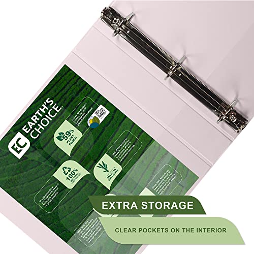 samsill plant-based 15 inch durable d-ring made in usa view binder eco-friendly usda certified biobased single light pink