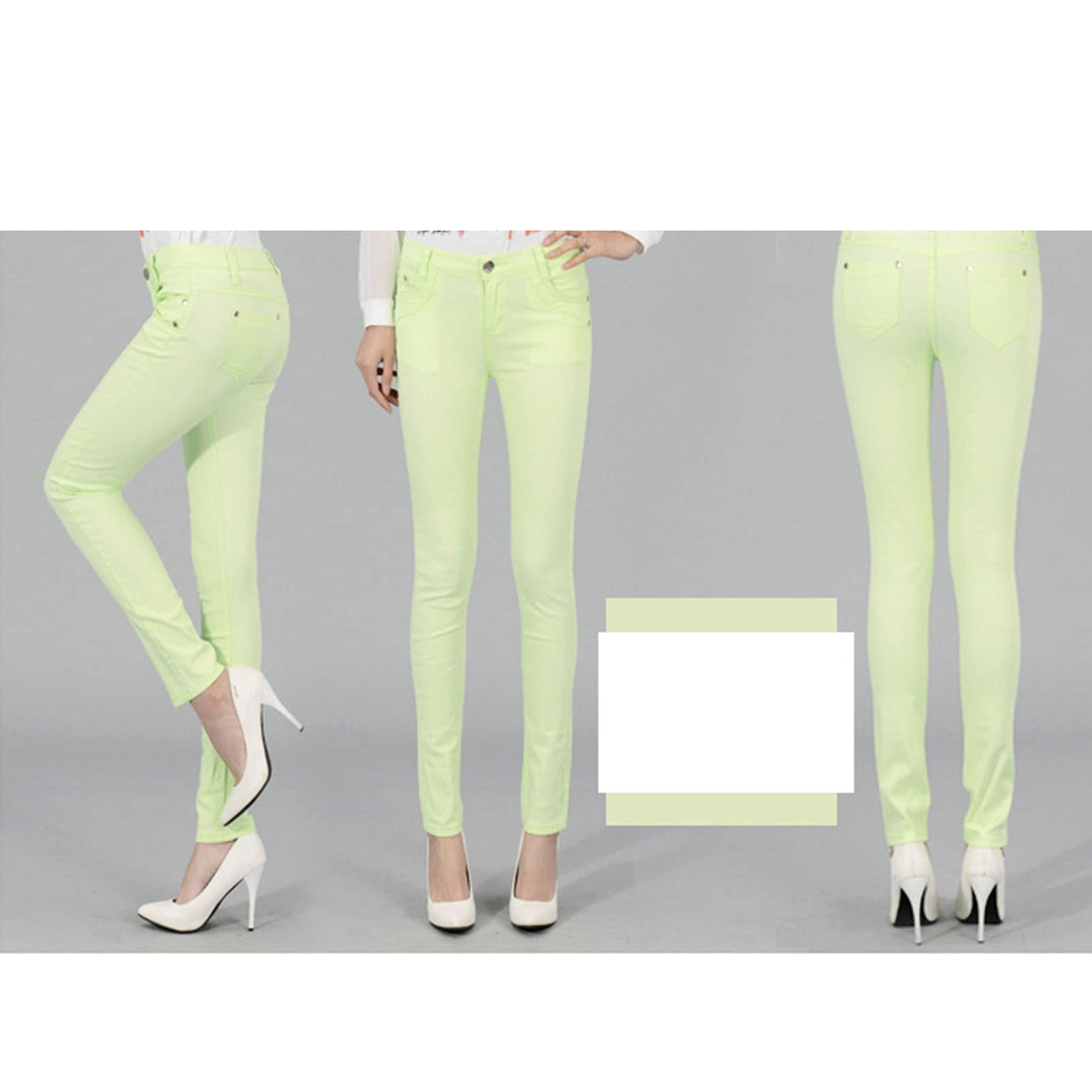 Women's High Waisted Stretch Skinny Jeans Casual Solid Color Slim Fit Pencil Jeans Slimming Butt Lift Denim Pants (Light Green,29)