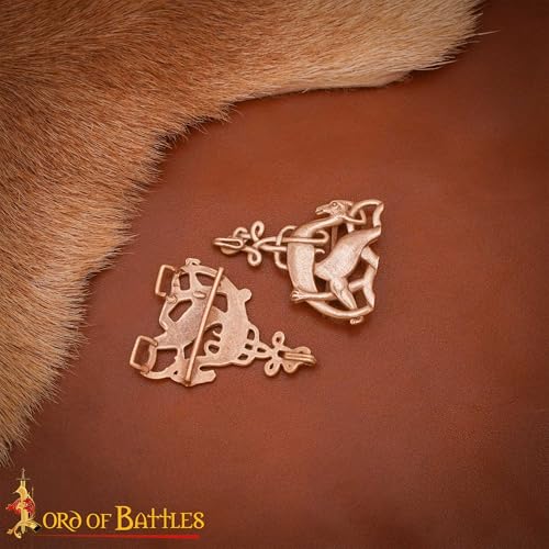 Image of Lord of Battles Viking Cloak Clasp Bronze Cloak Pin Celtic Brooch Pin for Cloak Scarf, Shawl Handmade Lost-Wax Cast Bronze