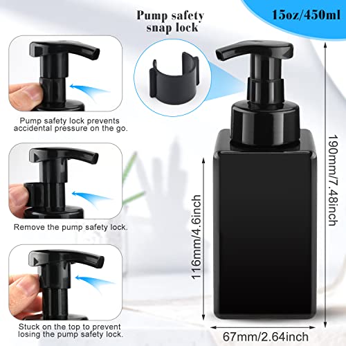 3 Pack 15oz/450ml Foaming Soap Dispenser Plastic Foam Pump Bottle Refillable Liquid Soap Container for Shampoo Body Hand Wash Bathroom Kitchen Sink - Black2