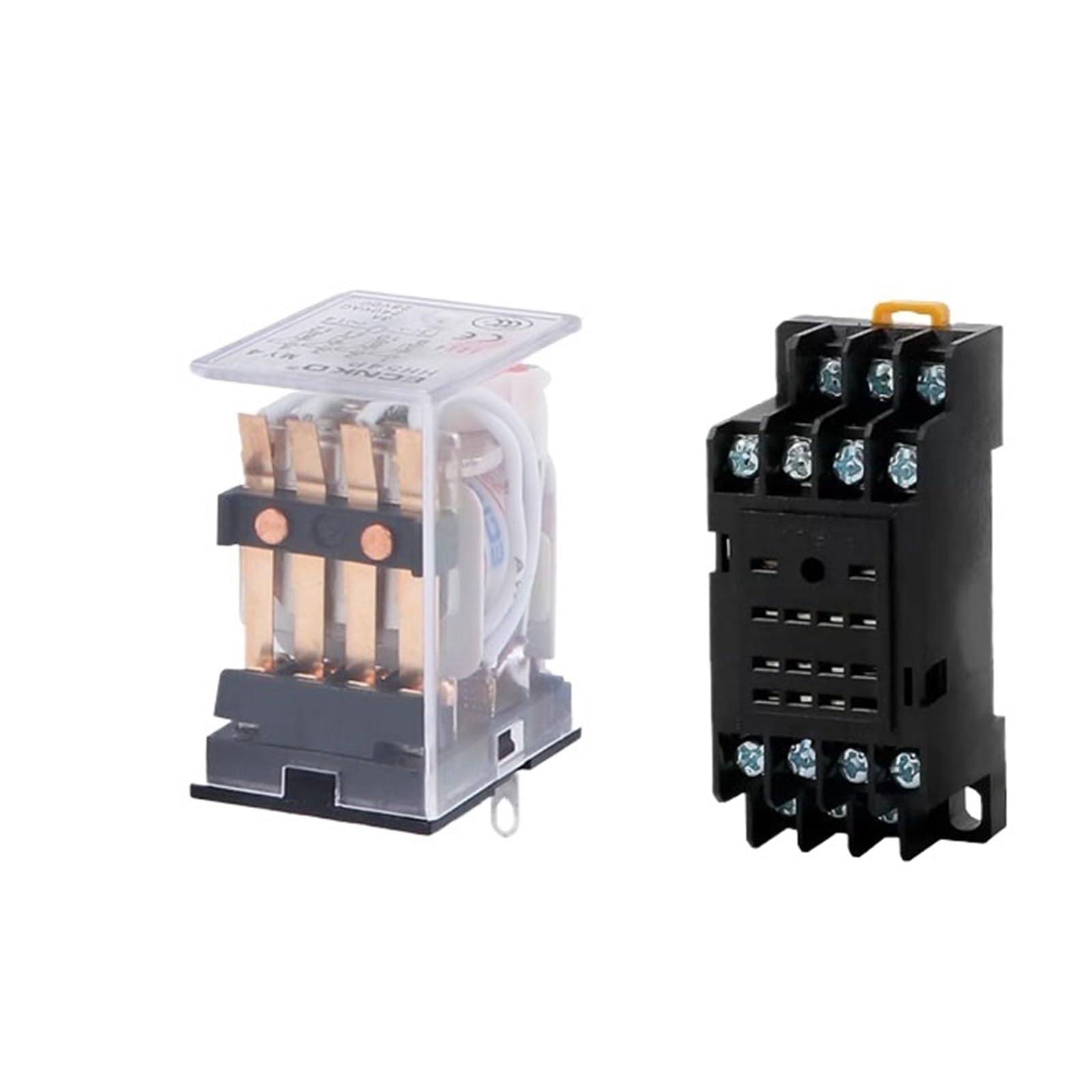 Relé HH54P bobina General Micro Mini interruptor de relé electromagnético con base de enchufe LED AC 110V 220V DC12V 24V 36V(AC (5Pcs),12V With Base)