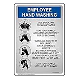 ComplianceSigns.com Employee Hand Washing Sign, 10x7 inch Plastic for Handwashing Gray