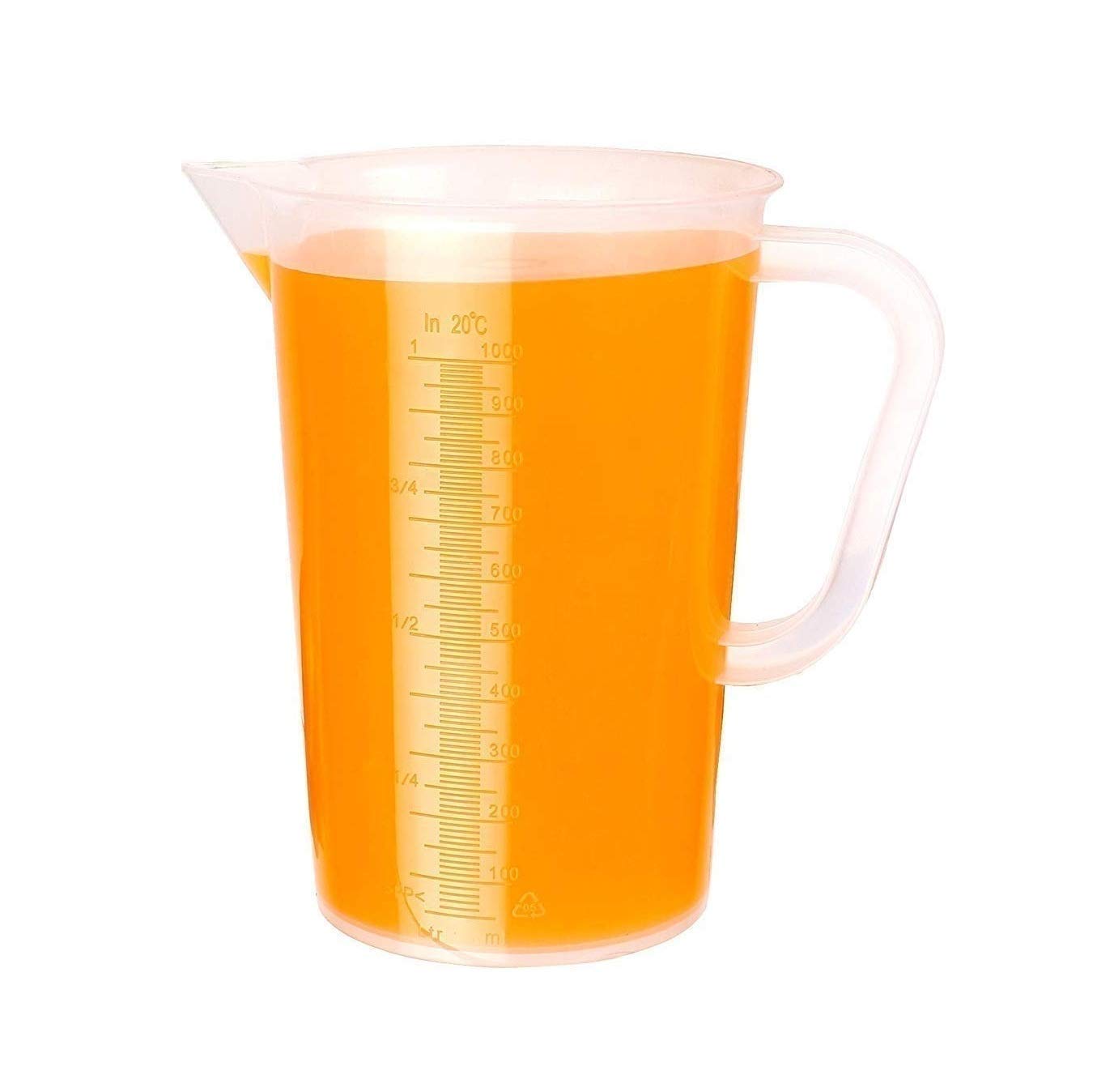 The First lab Plastic Measure Jar Cup Glass for Kitchen Cooking Jug Baking & Measuring Solids and Liquids 1000 ml, Transparent schoool lab use