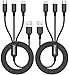 Puxnoin Multi Charging Cable, 6FT 2Pack Multi Charger Cable Universal 3 in 1 Multiple USB Cable Fast Charging Cord with Type C, Micro USB Port Connectors Compatible with Cell Phones Tablets and More