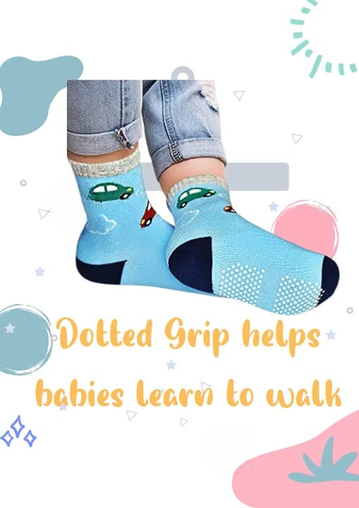 Image of SooWoo Boy's Anti-Skid Grip Cotton Socks